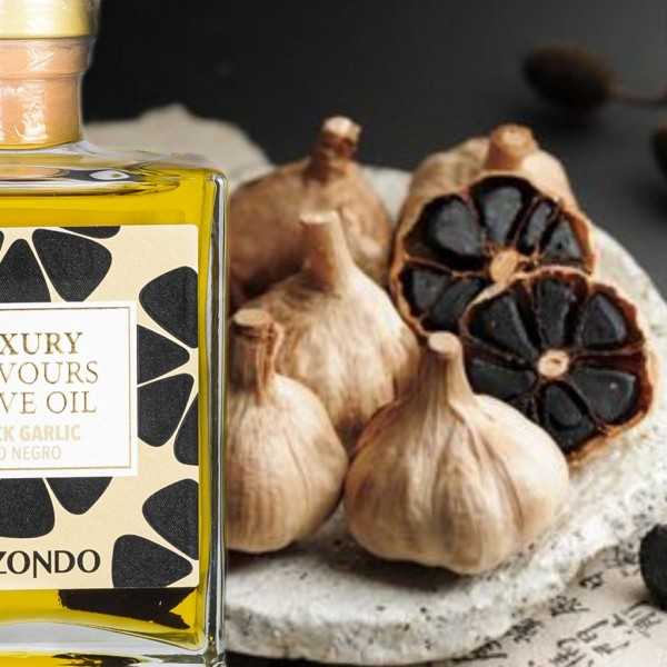 Elizondo Olivenöl mit schwarzem Knoblauch 200 ml - Aromatisiertes Olivenöl - Elizondo