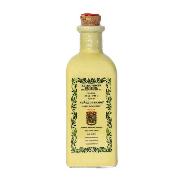 Aceite de Oliva Ecológico Nuñez de Prado botella de porcelana La flor del aceite 500 ml - Aceite de oliva virgen extra - Nuñ...