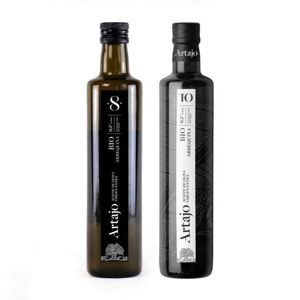 Set of organic olive oil Artajo 10 Arbequina and Artajo 8 Arbequina - 2 x 500 ml - Organic olive oil - Artajo