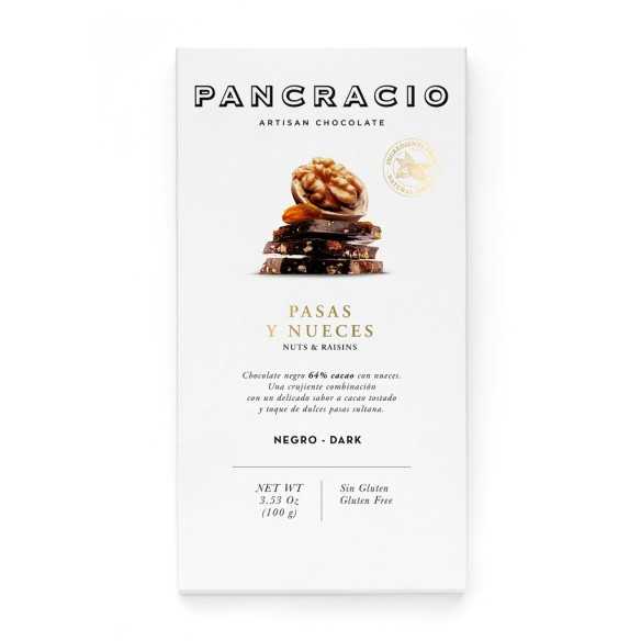 Pancracio - Chocolat noir aux raisins secs et aux noix - 100 g - Chocolat - Pancracio