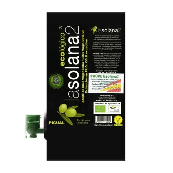 Olive Oil La Solana2 Picual Bag in Box 2000 ml - Organic olive oil - La Solana2