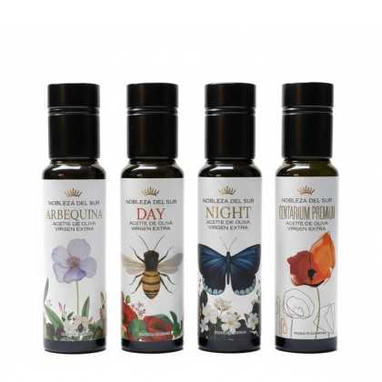 Nobleza del Sur Set di olio d'oliva 4x100 ml | Arbequina, Picual, Day & Night