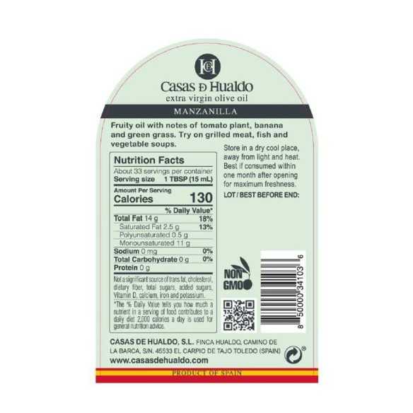 Casas de Hualdo Manzanilla Medium 500 ml – Premium Spanish EVOO