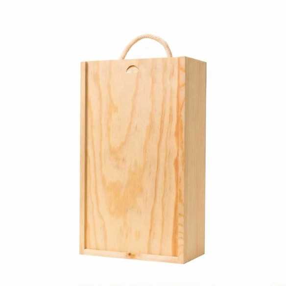 Coffret cadeau en bois pour deux bouteilles (sans bouteilles)