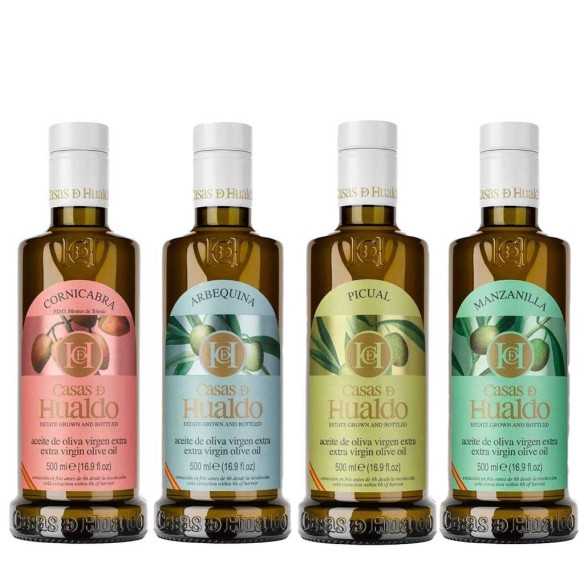 Zestaw Casas de Hualdo 4x500ml Arbequina Picual Cornicabra Manzanilla