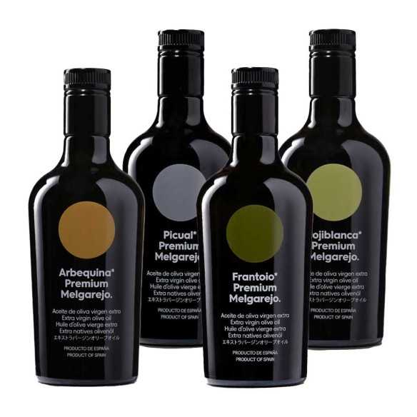 Pack Aceite de Oliva Virgen Extra Melgarejo 4x500ml | Arbequina Picual Frantoio Hojiblanca