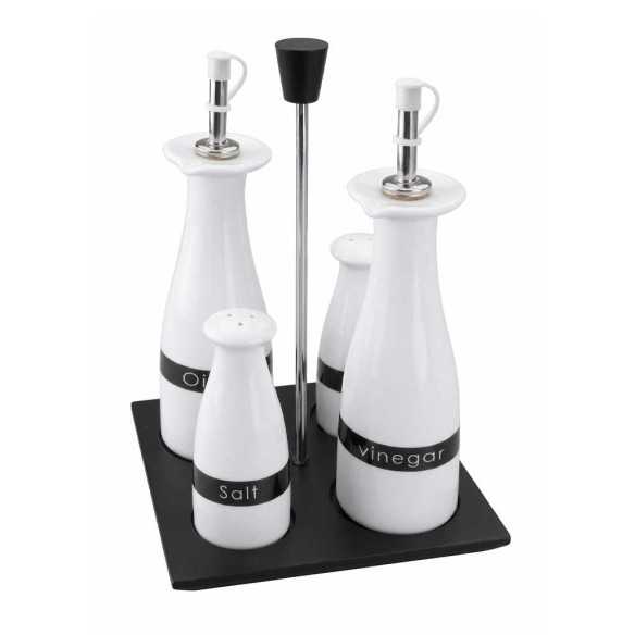 Set 4 pièces : Huilier, Vinaigrier, Salière et Poivrier en Céramique | Lacor