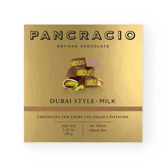Czekolada Pancracio Dubai Style Milk 80 g | Mleczna Czekolada Premium 42% z Kremem Pistacjowym