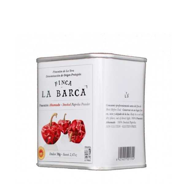 Finca la Barca Przyprawa paprykowa lekko wędzona puszka 70 g DOP La Vera - Proszek z papryki - Finca la Barca