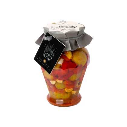 Aceitunas Gordal con pimientos asados – Triana Olivas Ánfora 300 g