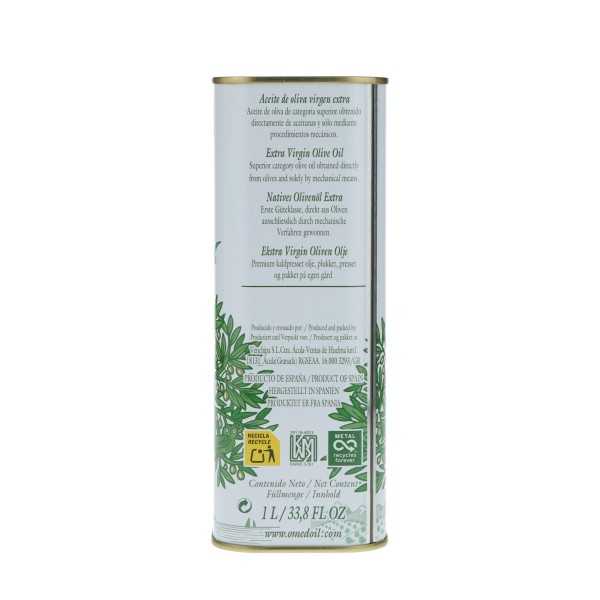 Aceite de oliva arbequina O-Med en lata de 1 litro: suave y afrutado
