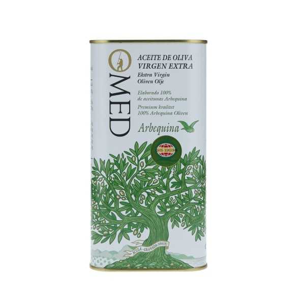 Aceite de oliva arbequina O-Med en lata de 1 litro: suave y afrutado