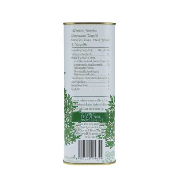 Aceite de oliva arbequina O-Med en lata de 1 litro: suave y afrutado