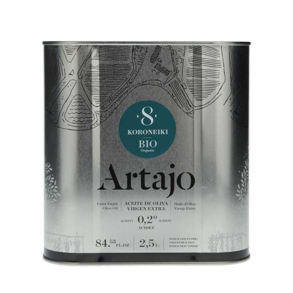 Aceite de Oliva Ecológico Artajo 8 Koroneiki 2,5L Lata | AOVE Premium