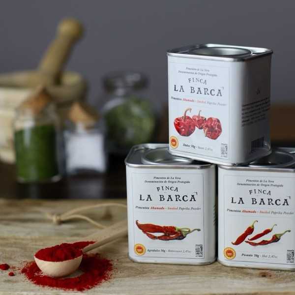 Finca la Barca Pimentón de La Vera ahumado lote de dulce + Agridulce + picante 70 g - Pimentón - Finca la Barca