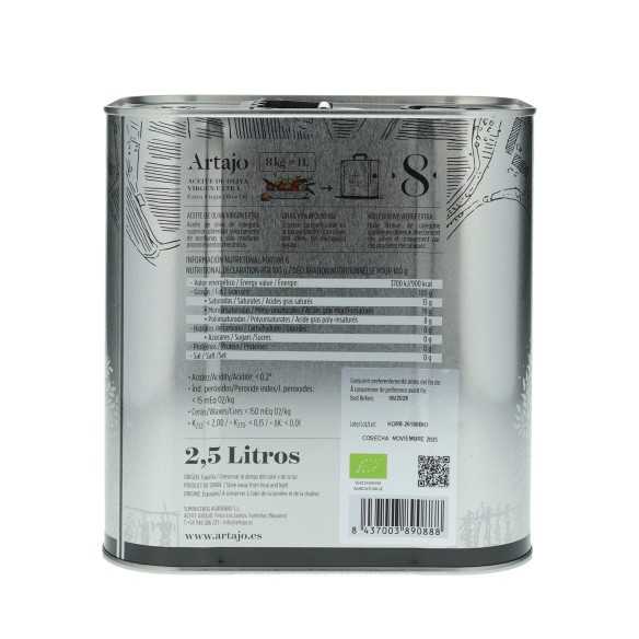 Artajo 8 Arbequina Organic Olive Oil – 2500 ml | High-quality olive oil