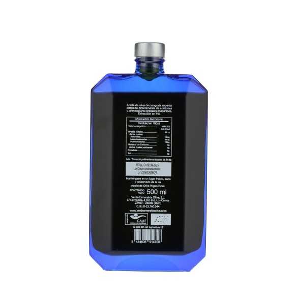 Verde Esmeralda Blauwe Saffier Organische Olijfolie - Premium Picual, 500 ml