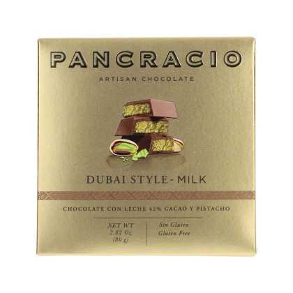 Pancracio Dubai Style Milk Cioccolato 80 g | Cioccolato al Latte Premium 42% con Crema di Pistacchio