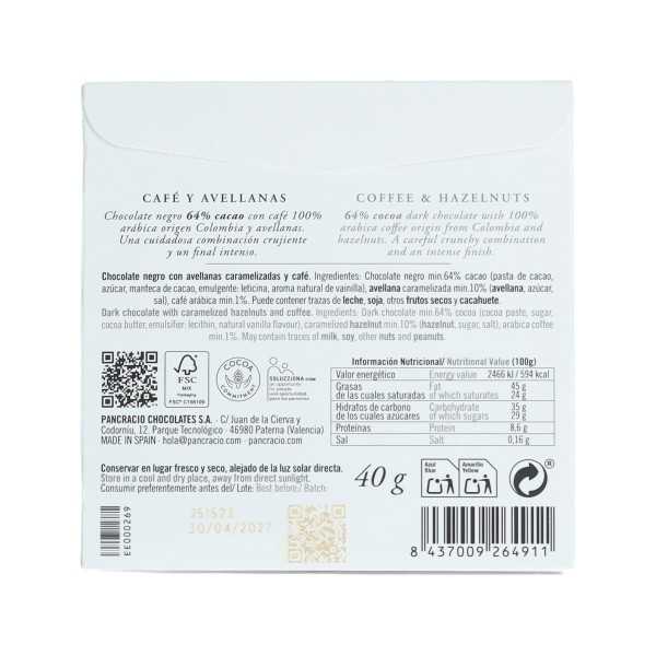 Pancracio | Cioccolato nero con caffè e nocciole (40 g)