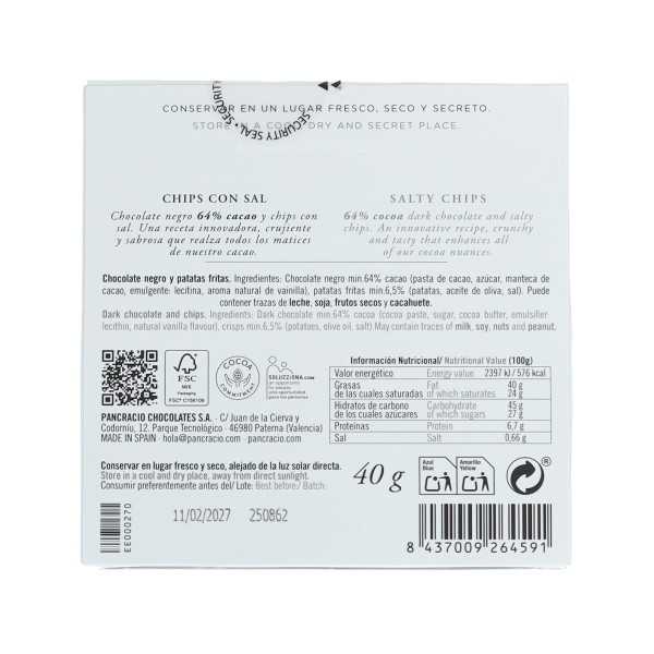 Pancracio | Cioccolato nero con fiches e sale (40 g)
