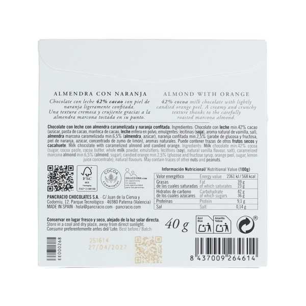 Pancracio | Cioccolato con latte, mandorla e arancia 40g