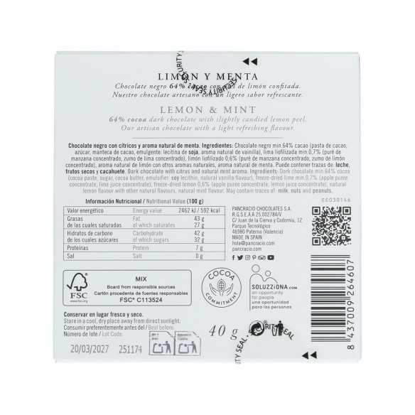 Pancracio | Cioccolato nero con limone e menta (40 g)