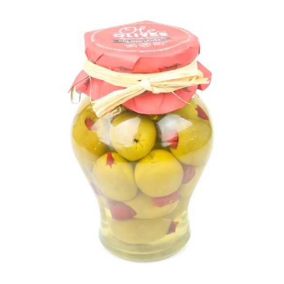 Aceitunas Gordal Rellena de Chili - Triana Olivas Ánfora 300 g - Aceitunas - Torremar