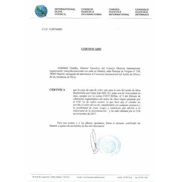Copa de cata profesional para aceite de oliva - rojo granate - Vasos de cata -