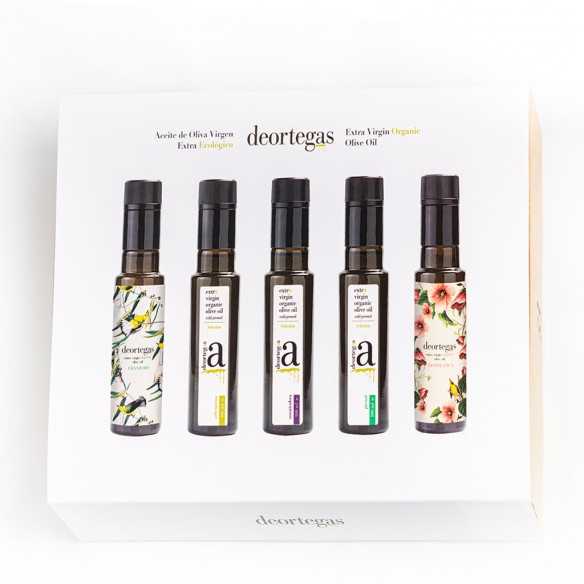 Olivenöl Degustationspackung von Deortegas mit 5 X 100 ml