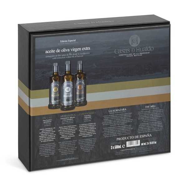 Olive Oil Gift box - Casas de Hualdo - Cornicabra 500ml- Picual 500ml- Arbequina 500ml - Olive oil - Casas de Hualdo